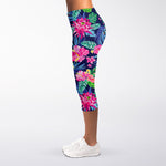 Blossom Tropical Flower Pattern Print Women's Capri Leggings