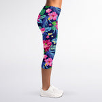 Blossom Tropical Flower Pattern Print Women's Capri Leggings