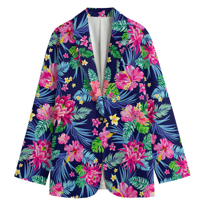 Blossom Tropical Flower Pattern Print Women's Cotton Blazer