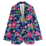 Blossom Tropical Flower Pattern Print Women's Cotton Blazer