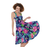 Blossom Tropical Flower Pattern Print Women's Sleeveless Dress