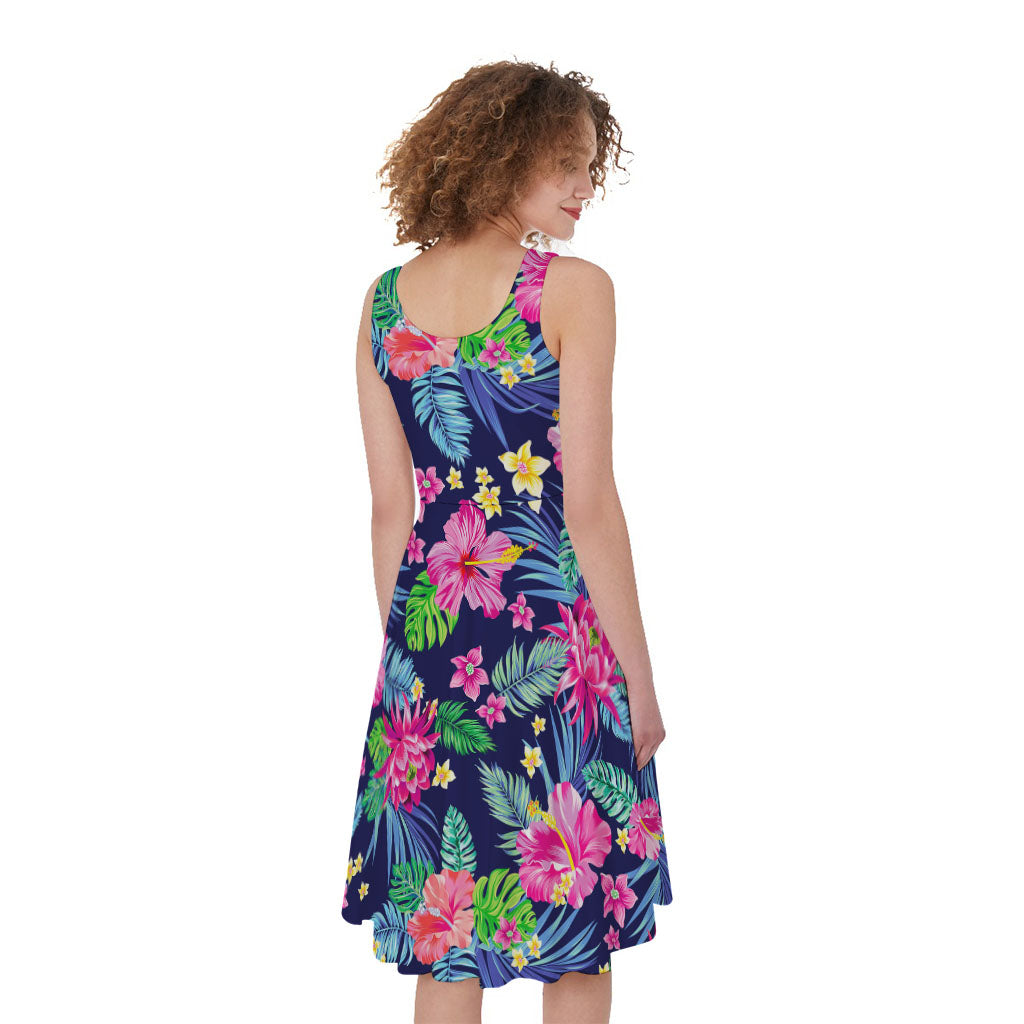 Blossom Tropical Flower Pattern Print Women's Sleeveless Dress