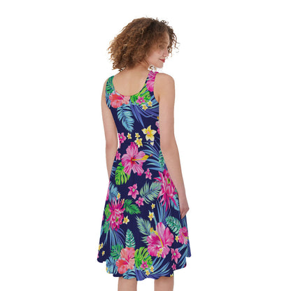 Blossom Tropical Flower Pattern Print Women's Sleeveless Dress