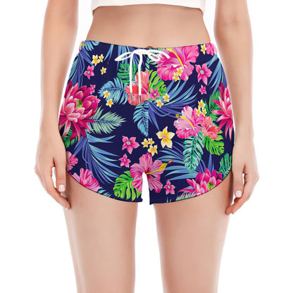 Blossom Tropical Flower Pattern Print Women's Split Running Shorts