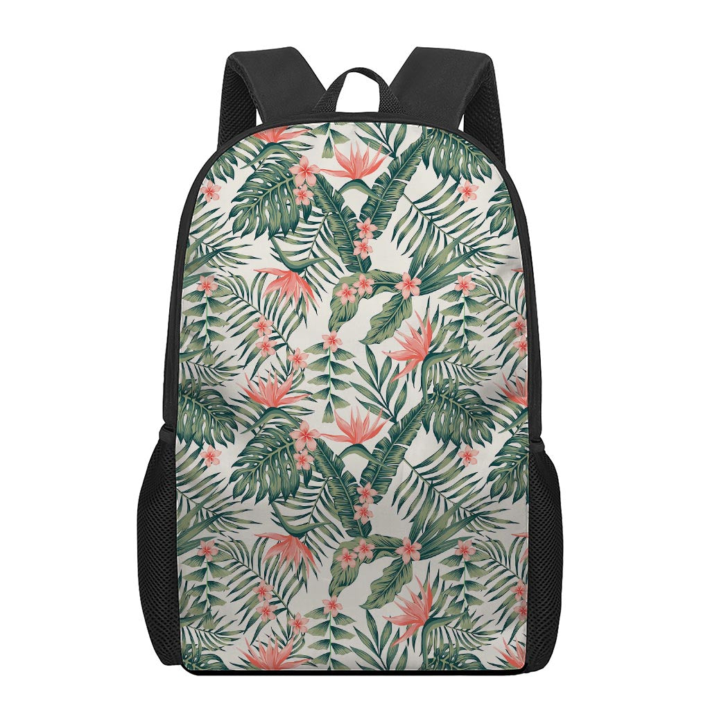 Blossom Tropical Leaves Pattern Print 17 Inch Backpack