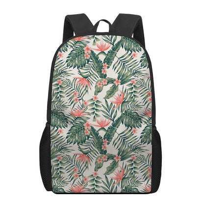 Blossom Tropical Leaves Pattern Print 17 Inch Backpack