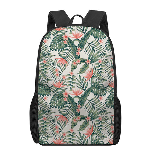 Blossom Tropical Leaves Pattern Print 17 Inch Backpack