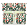 Blossom Tropical Leaves Pattern Print 3 Piece Kitchen Curtains