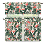 Blossom Tropical Leaves Pattern Print 3 Piece Kitchen Curtains