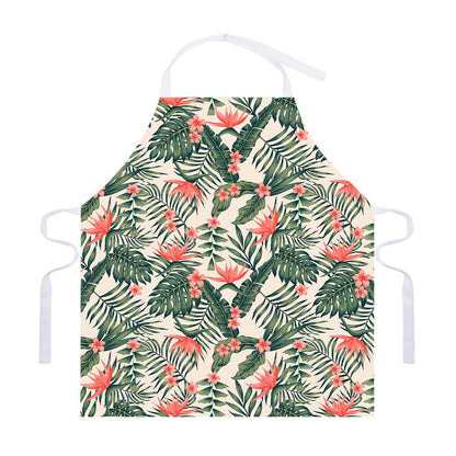 Blossom Tropical Leaves Pattern Print Adjustable Apron
