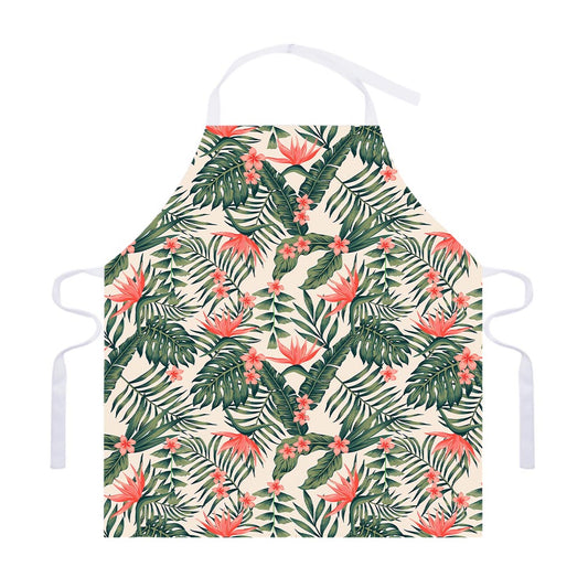 Blossom Tropical Leaves Pattern Print Adjustable Apron
