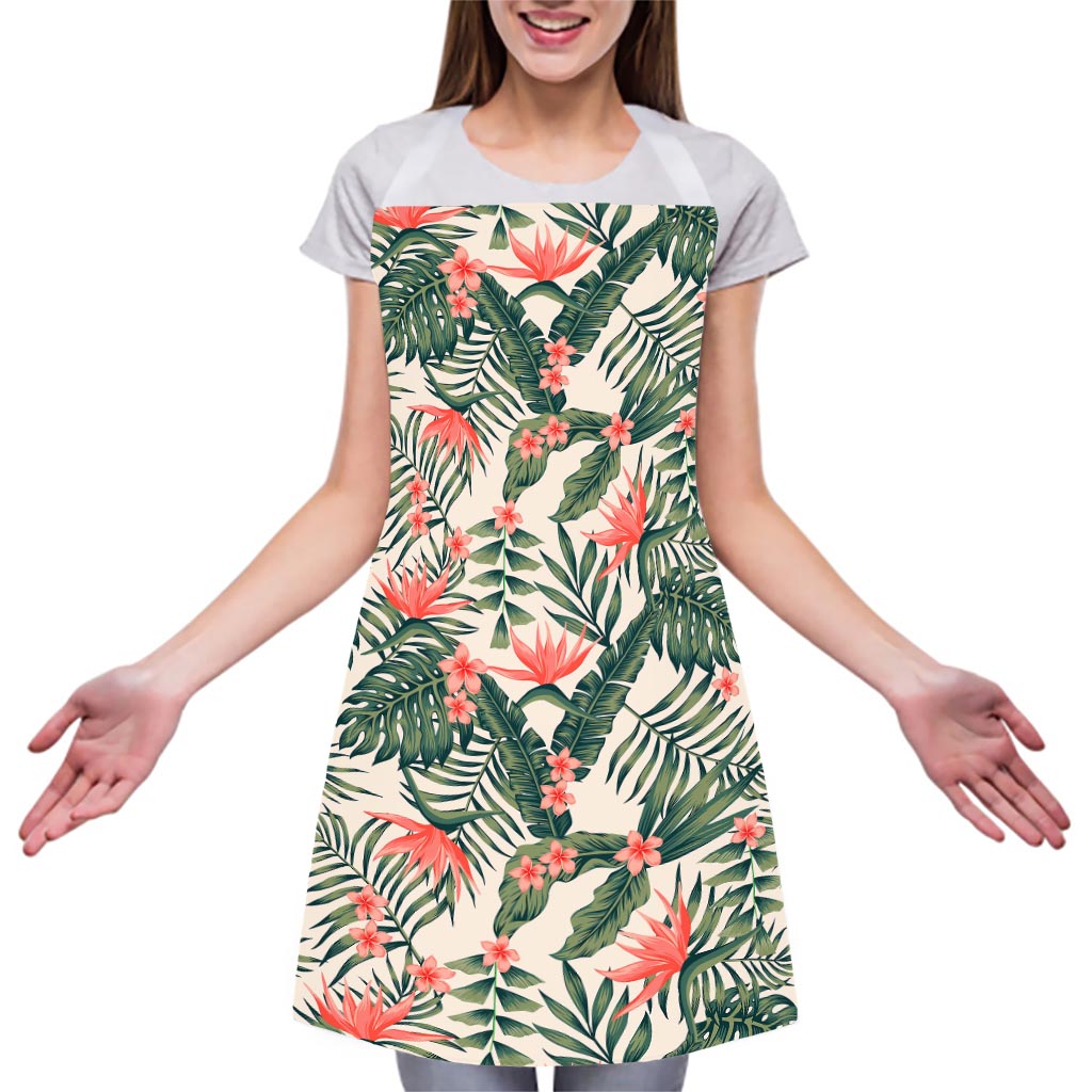 Blossom Tropical Leaves Pattern Print Adjustable Apron