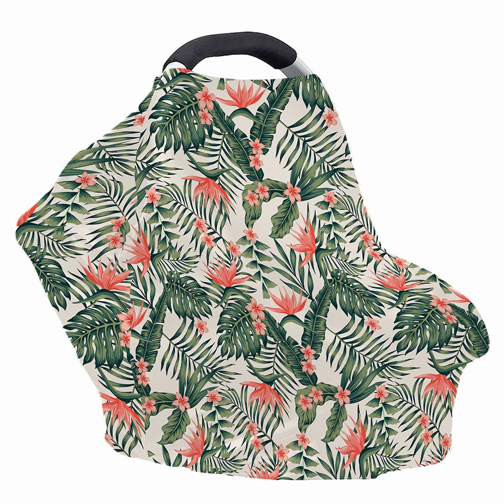 Blossom Tropical Leaves Pattern Print Baby Seat Cover