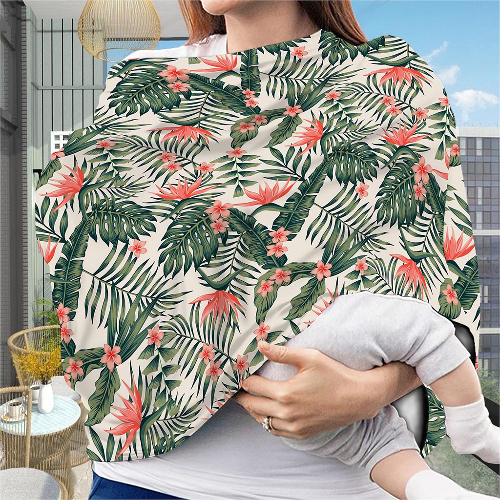Blossom Tropical Leaves Pattern Print Baby Seat Cover