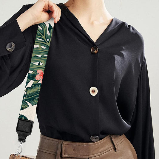 Blossom Tropical Leaves Pattern Print Bag Strap