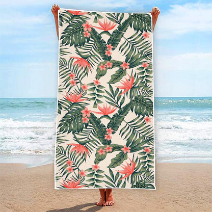 Blossom Tropical Leaves Pattern Print Beach Towel