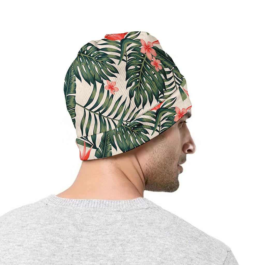 Blossom Tropical Leaves Pattern Print Beanie
