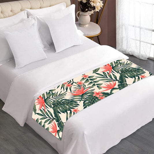 Blossom Tropical Leaves Pattern Print Bed Runner