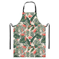 Blossom Tropical Leaves Pattern Print Bib Apron With Pocket