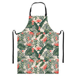 Blossom Tropical Leaves Pattern Print Bib Apron With Pocket