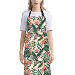 Blossom Tropical Leaves Pattern Print Bib Apron With Pocket
