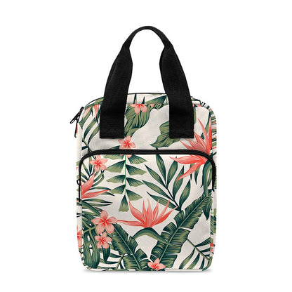 Blossom Tropical Leaves Pattern Print Bible Tote Bag