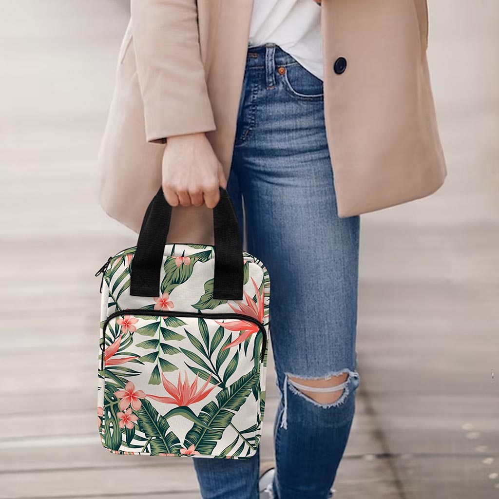 Blossom Tropical Leaves Pattern Print Bible Tote Bag