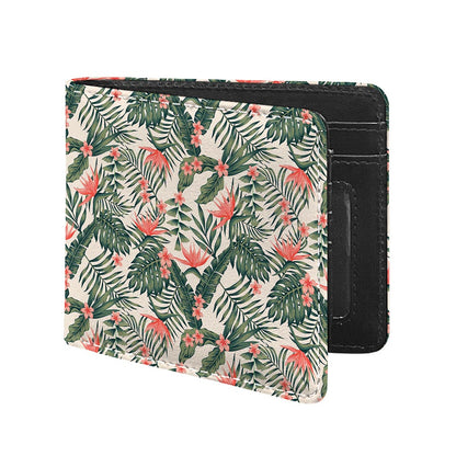 Blossom Tropical Leaves Pattern Print Bifold Wallet
