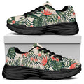 Blossom Tropical Leaves Pattern Print Black Chunky Shoes