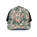 Blossom Tropical Leaves Pattern Print Black Mesh Trucker Hat