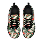 Blossom Tropical Leaves Pattern Print Black Running Shoes