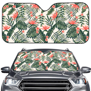 Blossom Tropical Leaves Pattern Print Car Windshield Sun Shade