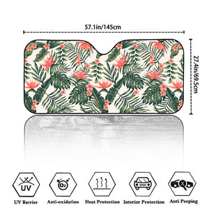 Blossom Tropical Leaves Pattern Print Car Windshield Sun Shade