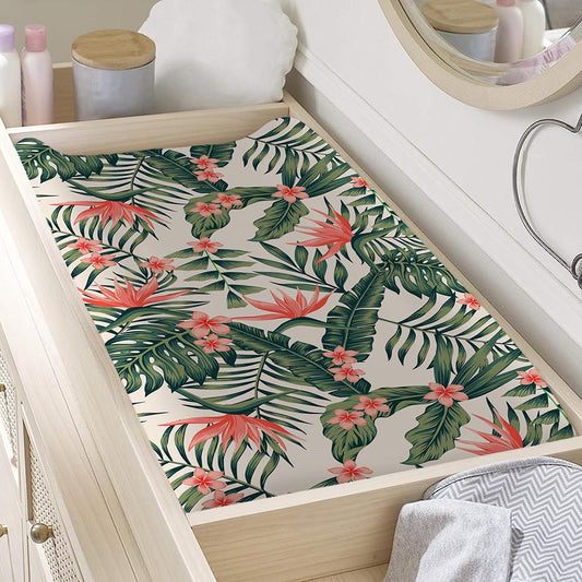 Blossom Tropical Leaves Pattern Print Changing Pad Cover