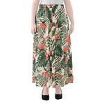 Blossom Tropical Leaves Pattern Print Chiffon Maxi Skirt