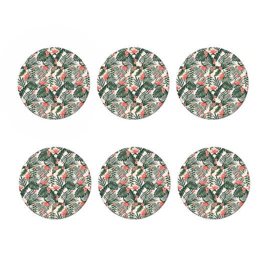 Blossom Tropical Leaves Pattern Print Coaster Set