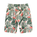 Blossom Tropical Leaves Pattern Print Cotton Shorts