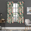 Blossom Tropical Leaves Pattern Print Grommet Curtain Panels
