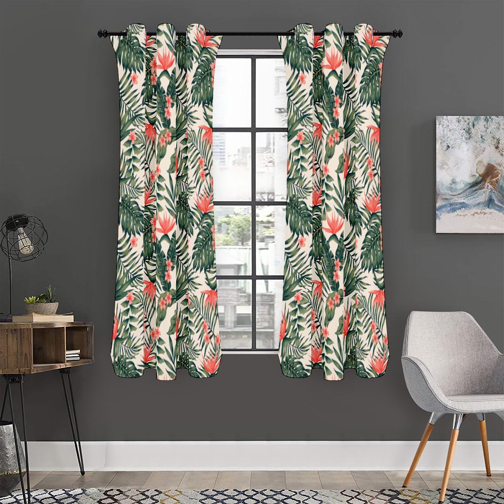 Blossom Tropical Leaves Pattern Print Curtain