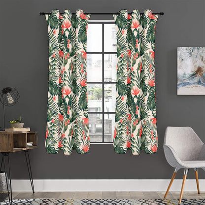 Blossom Tropical Leaves Pattern Print Curtain