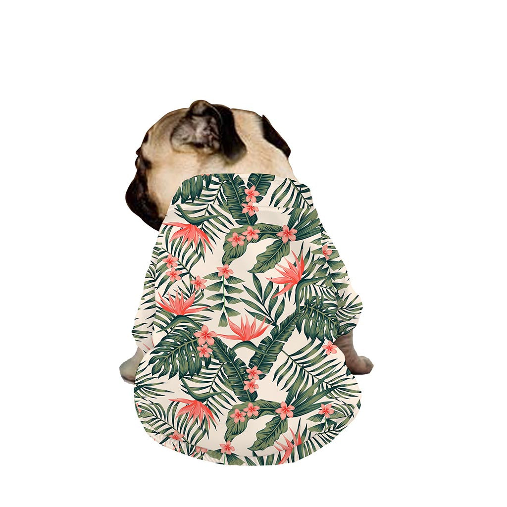 Blossom Tropical Leaves Pattern Print Dog Zip Up Jacket