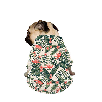 Blossom Tropical Leaves Pattern Print Dog Zip Up Jacket
