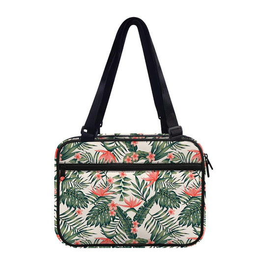 Blossom Tropical Leaves Pattern Print Double Strap Bible Bag