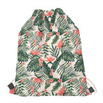 Blossom Tropical Leaves Pattern Print Drawstring Bag
