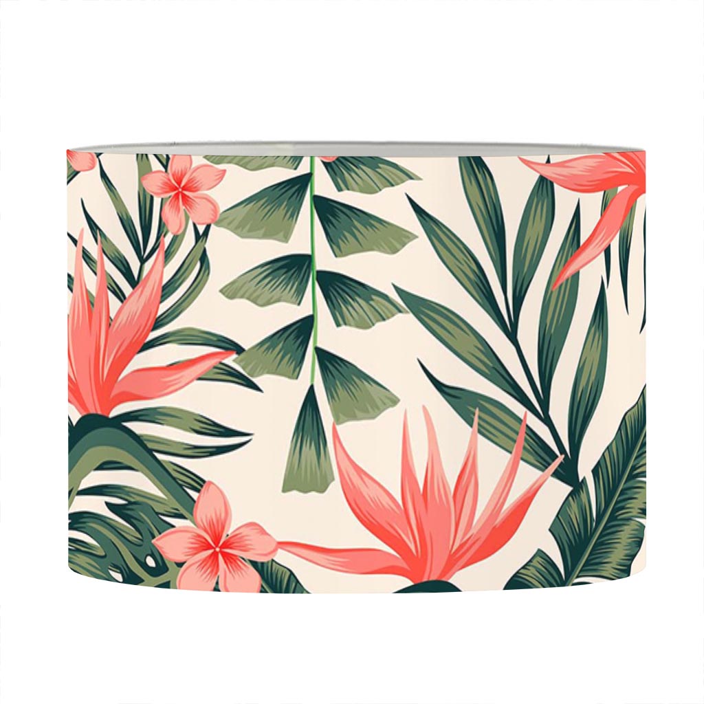 Blossom Tropical Leaves Pattern Print Drum Lamp Shade