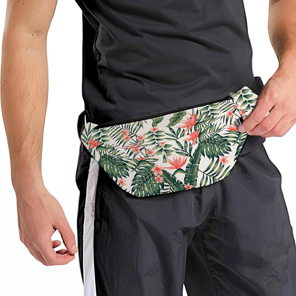Blossom Tropical Leaves Pattern Print Fanny Pack