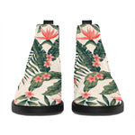 Blossom Tropical Leaves Pattern Print Flat Ankle Boots