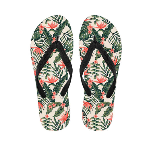 Blossom Tropical Leaves Pattern Print Flip Flops