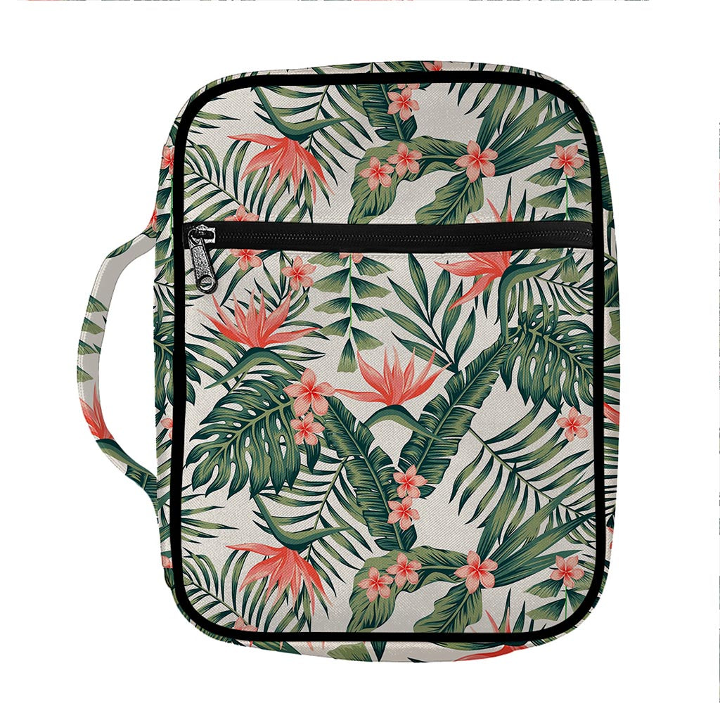 Blossom Tropical Leaves Pattern Print Front Pocket Bible Bag