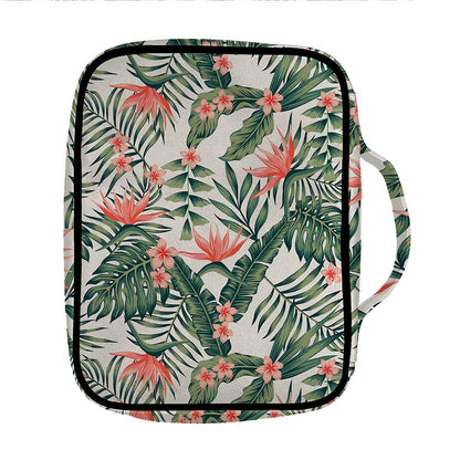 Blossom Tropical Leaves Pattern Print Front Pocket Bible Bag